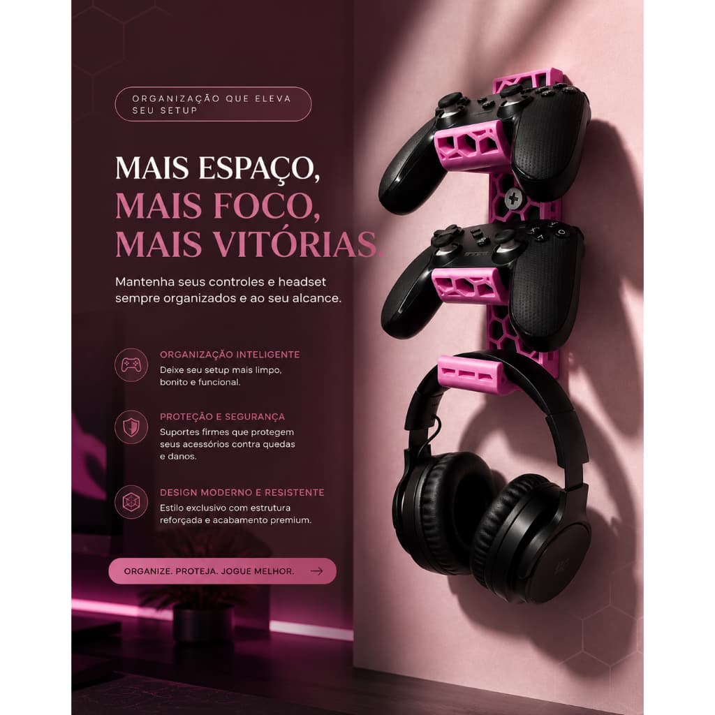Suporte para controle video game PS4 / XBOX & Fone de ouvido / Headset / Headphone