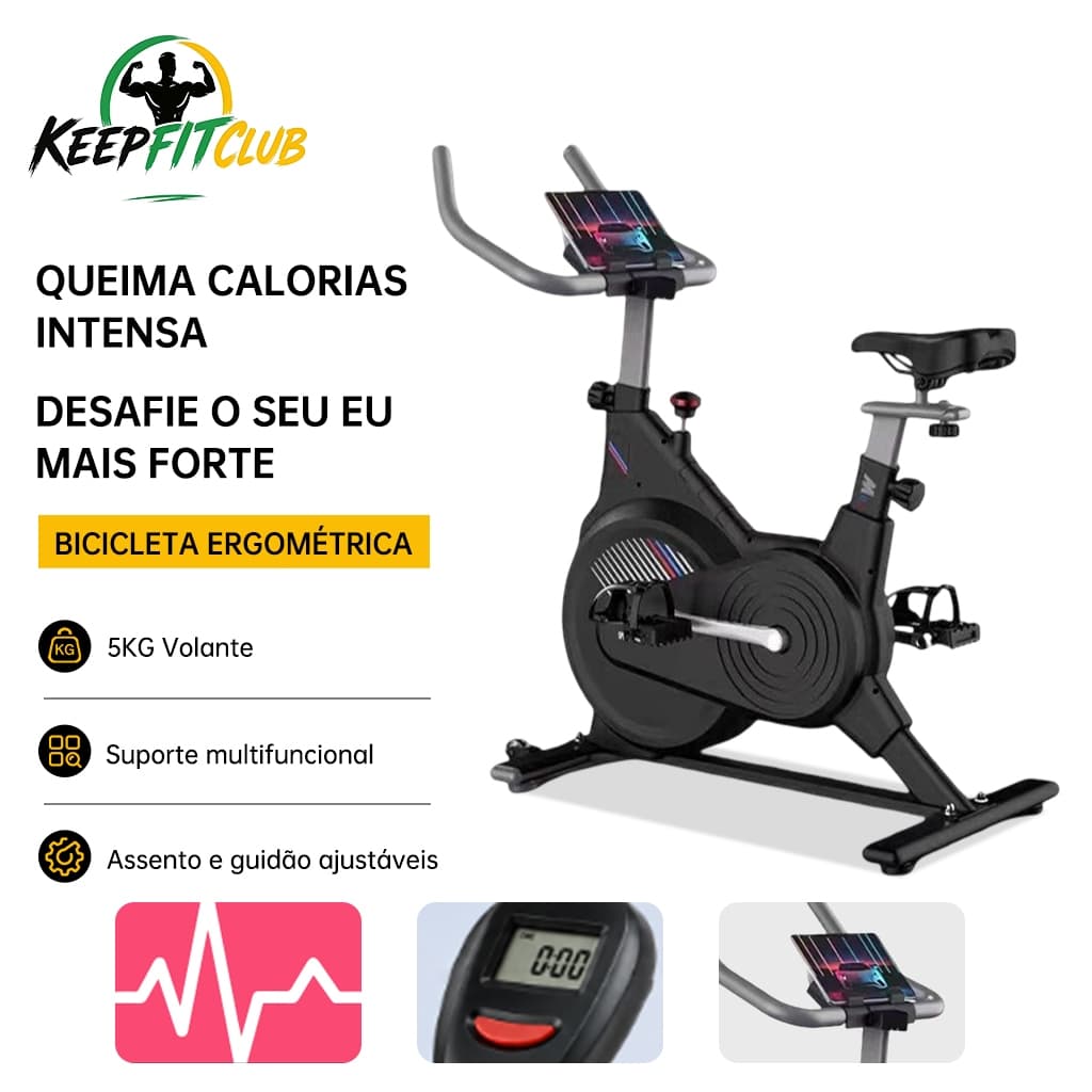 Keepfitclub Bicicleta Ergométrica Compacta e Silenciosa - Bike Spinning para Apartamento, 150kg