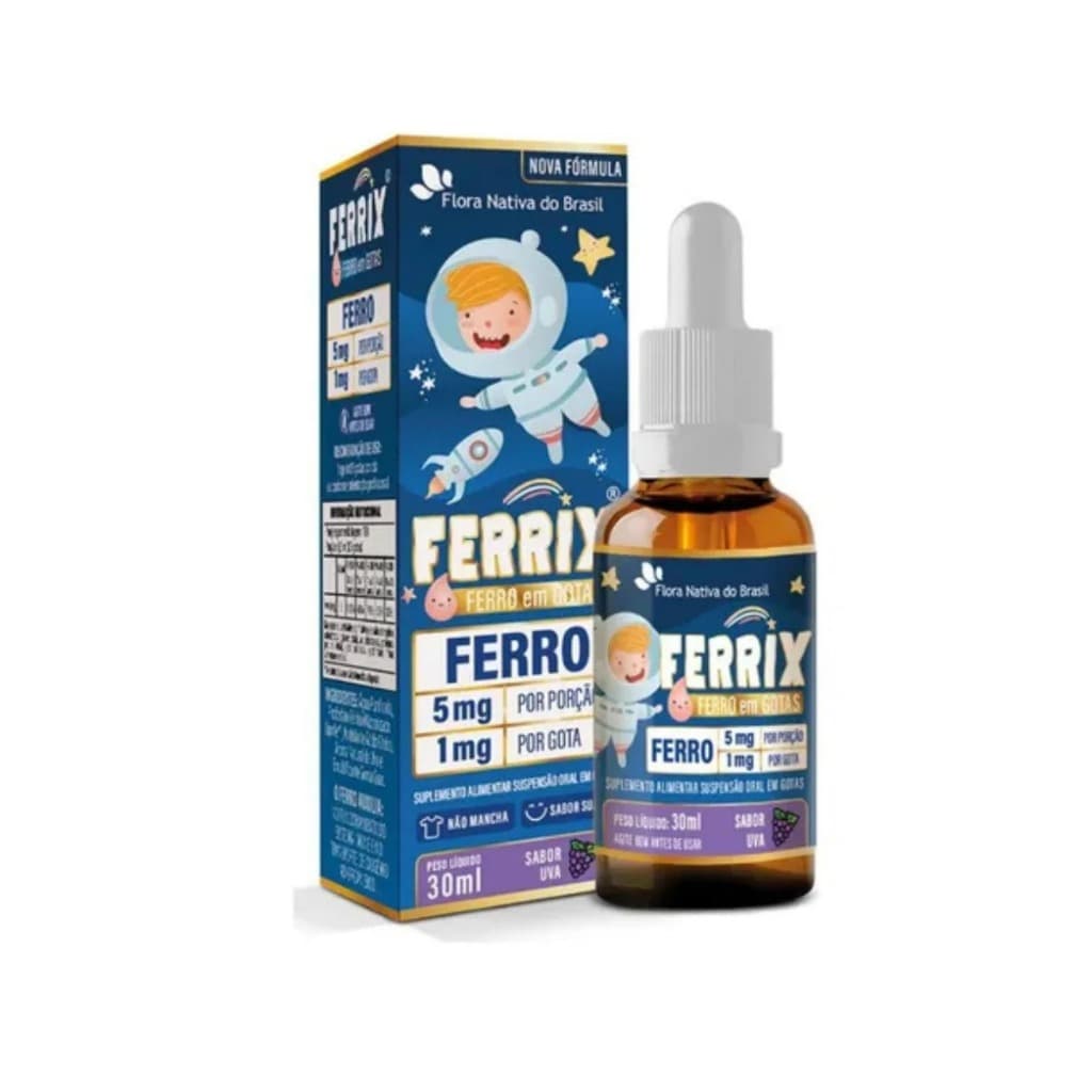 Suplemento De Ferro Infantil Ferrix Flora Nativa Gotas 30ml Sabor Uva