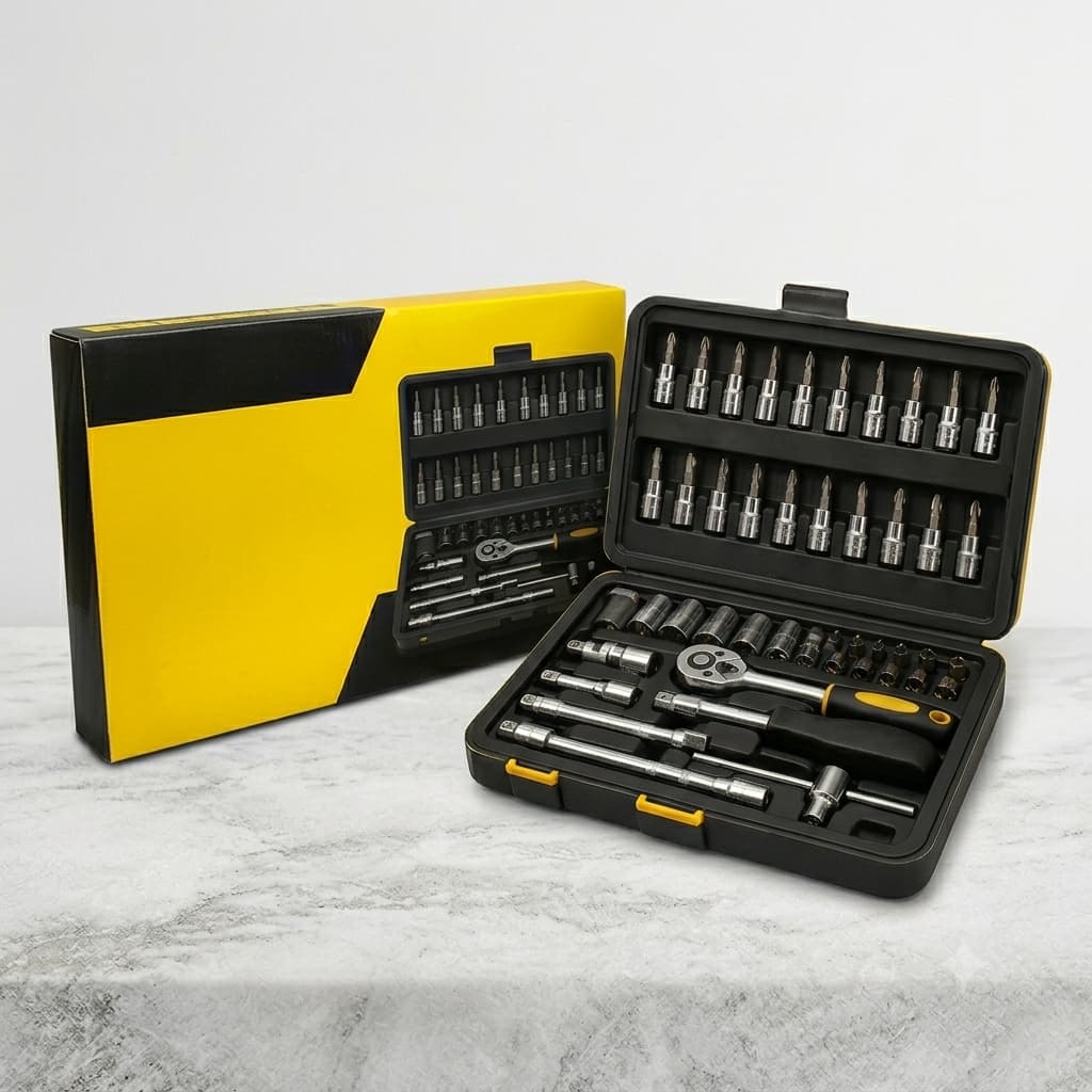 Jogo De Ferramentas Catraca 46 Peças Soquete Profissional Maleta Automotiva Kit Reparo Completo