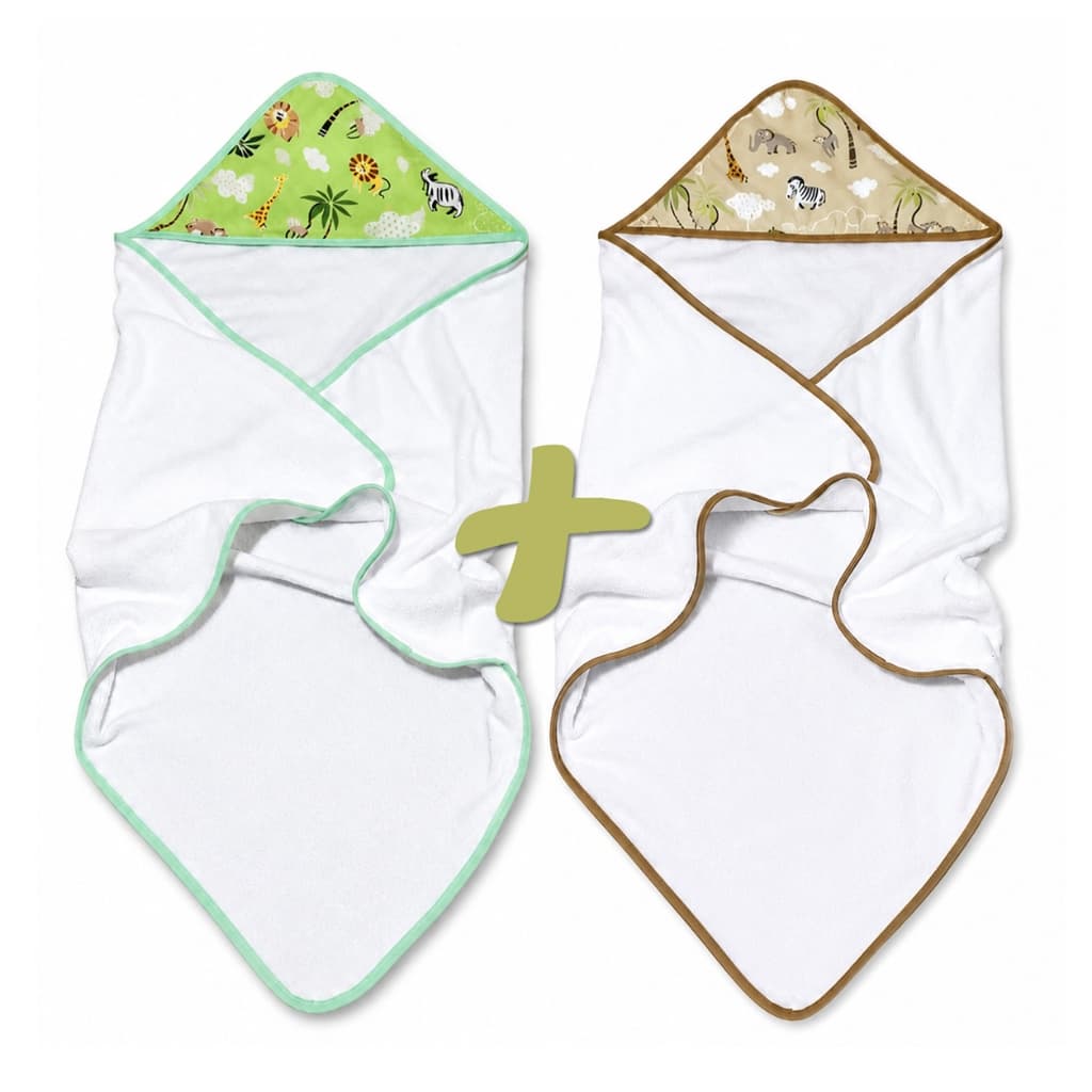 Kit 2 Toalha De Banho Bebê Com Capuz Felpudo Recém Nascido Estampada Enxoval Menino Menina