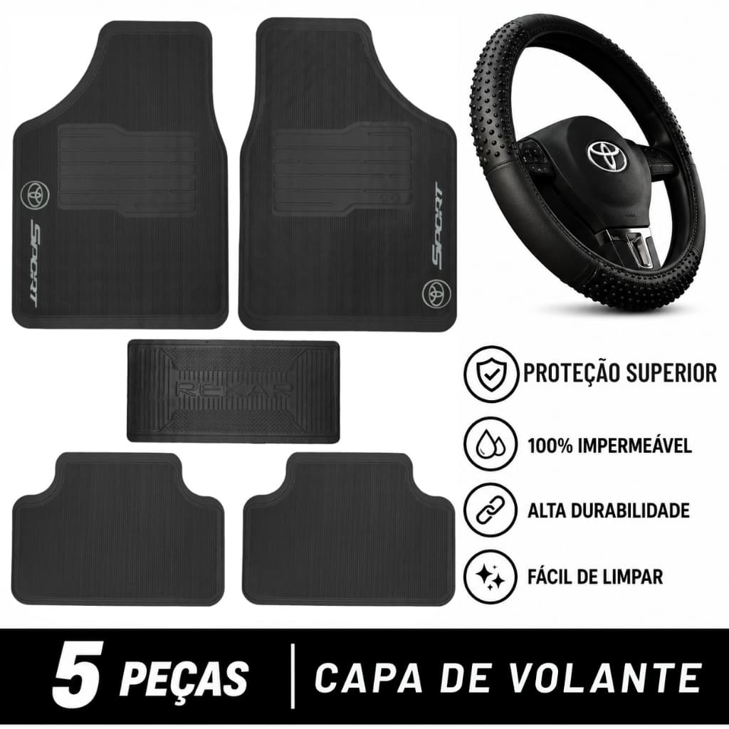 Jogo Tapete Automotivo Toyota +capa Volante Prata