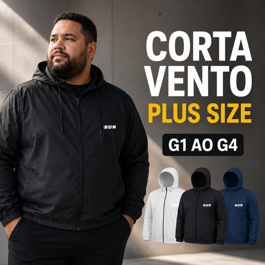 Jaqueta Blusa Corta Vento Run Training Plus Size M ao G4 Impermeável Outono e Inverno Masculina