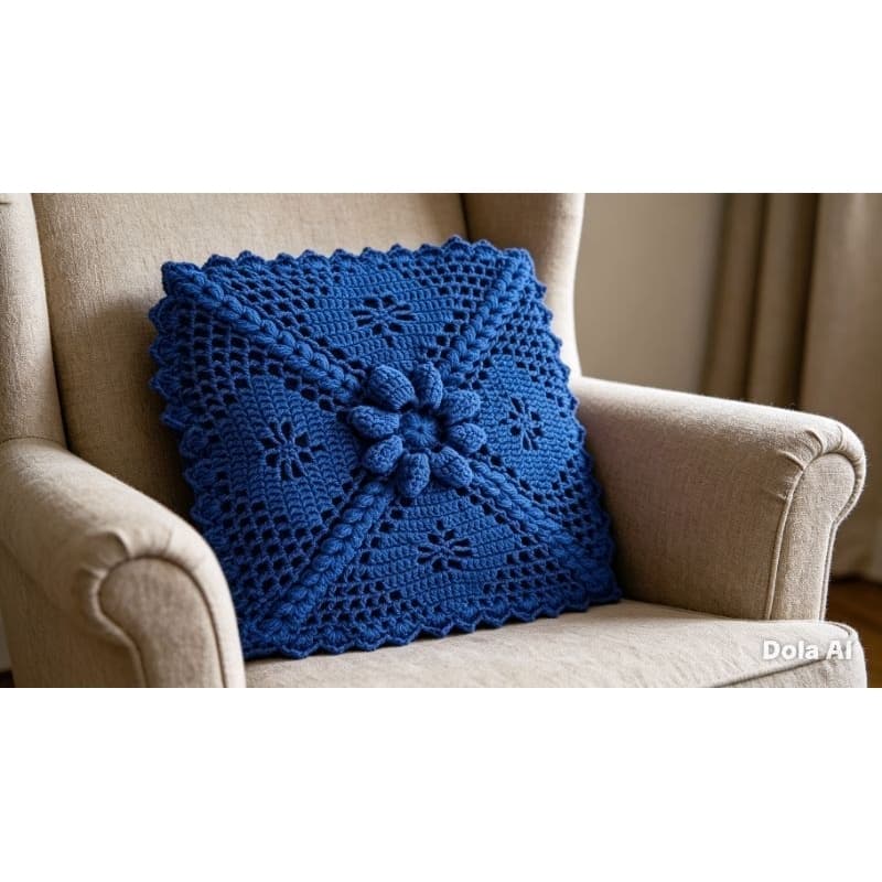 Capa de Almofada em Crochê Artesanal 40x40 cm | Barbante Premium | Decoração para Sala e Quarto