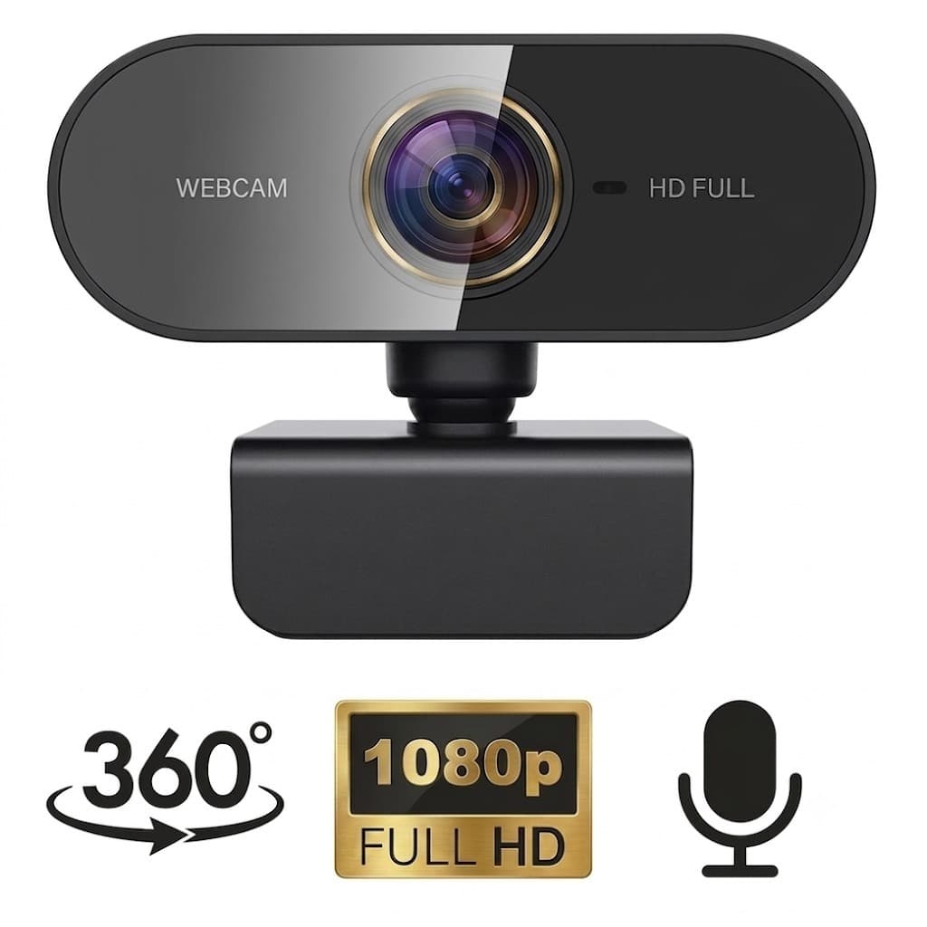 Webcam 1080P Full HD com Microfone Redução de Ruído para PC Notebook