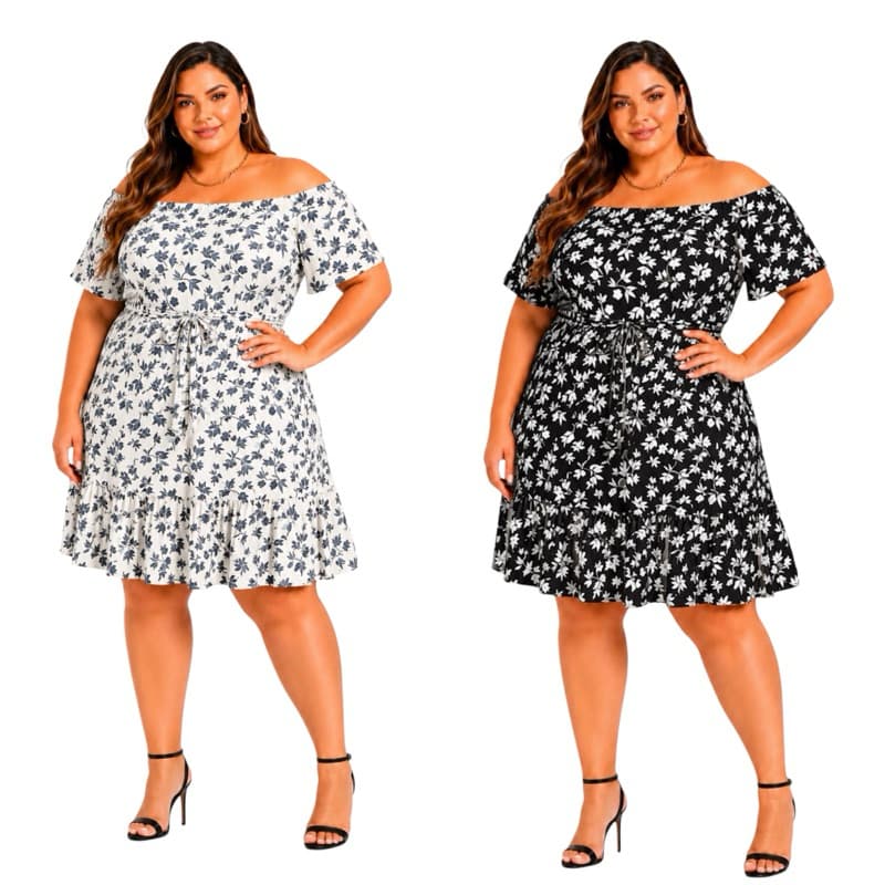 vestido plus size feminino estampado ombro a ombro vestido feminino moda evangelica plus size veste 42-48