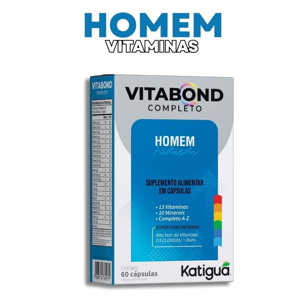 Vitabond Completo Homem 60Cáps 600mg Vitaminas de A a Z Alto Teor de Vitamina D3