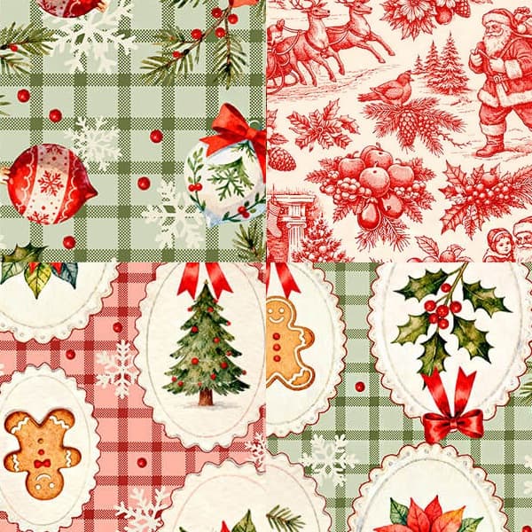 Tecido Tricoline Natalino 100% Algodão 50cm x 1,50m Estampa Natal Patchwork Costura