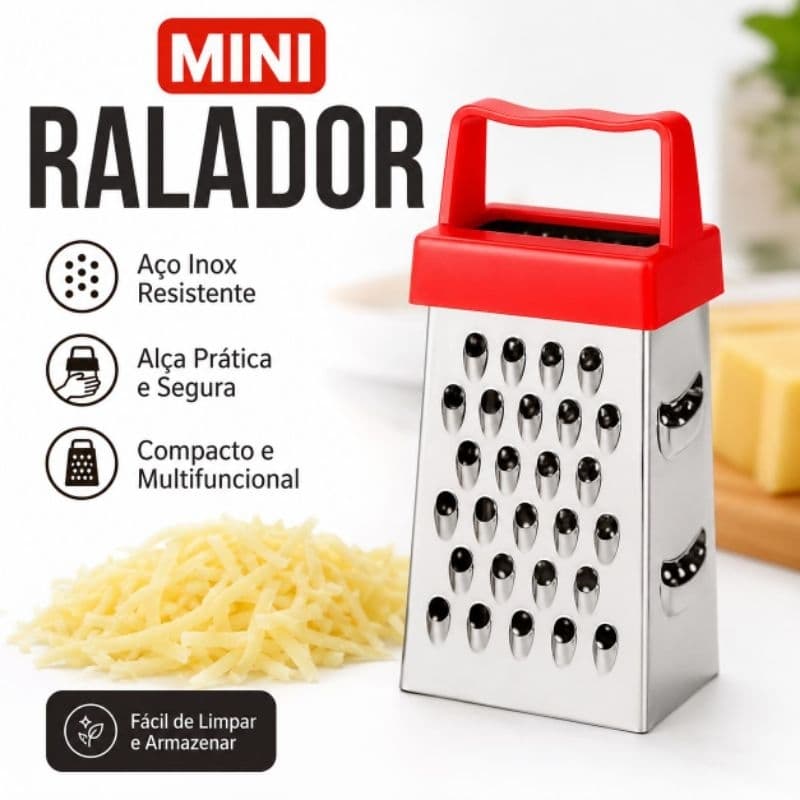 Kit Mini Ralador e Filetador Versátil Multifuncional Temperos Condimentos e Queijos 4 Faces Inox