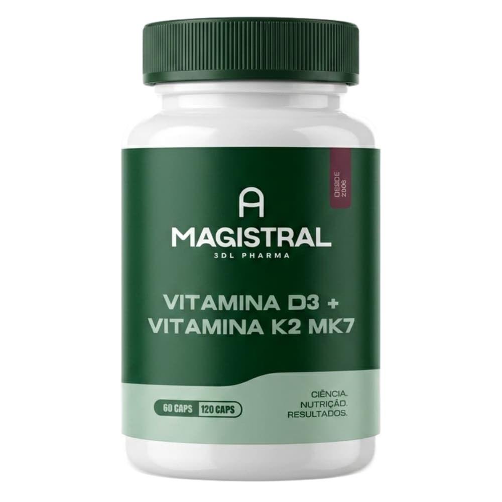 Vitamina D3 2000ui com Vitamina K2 MK7 Original 60 ou 120 cápsulas A Magistral Vitaminas Suplementos