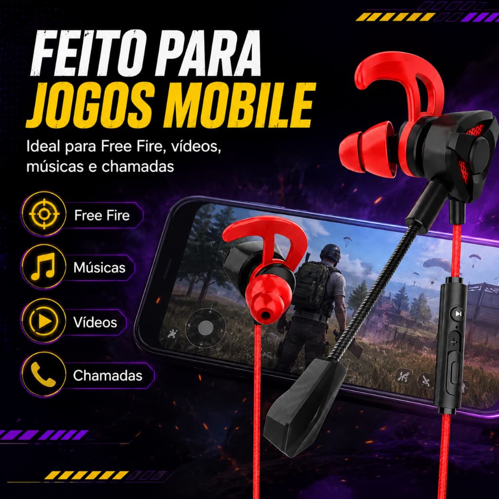 Fone gamer com fio | Modelo Gamer G9 Com Microfone - Acessório para Celular, PC e Notebook