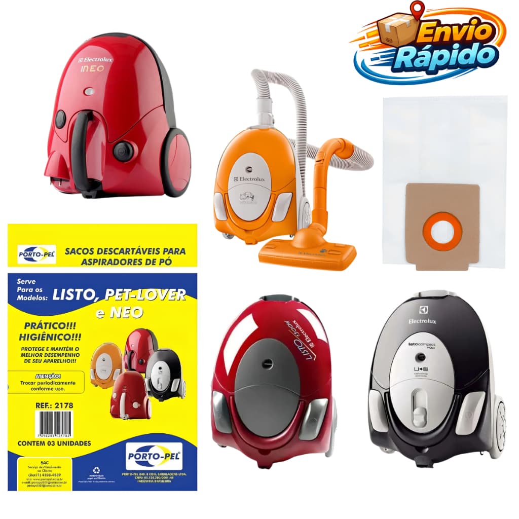Saco de Aspirador de Pó Listo, Pet Lover e Neo Electrolux 2178