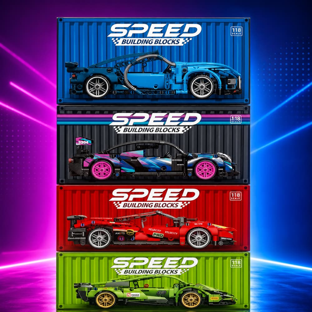 Carrinho de Montar Blocos Tipo Lego Carro Esportivo 1:18 até 455 Peças +6 Anos