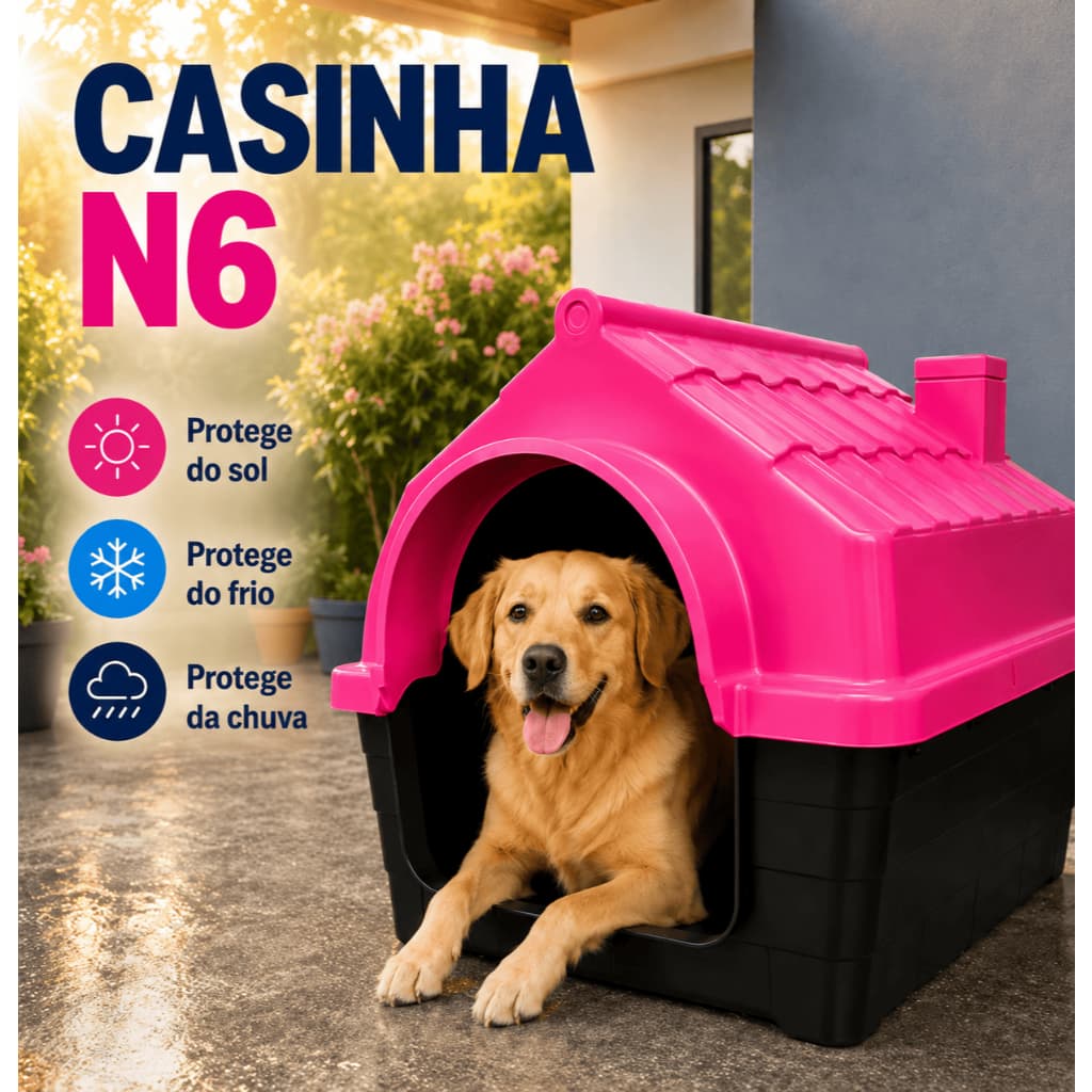 Casinha Cachorro N6 Casa Porte Pequeno Com Proteção Raios UV  desmontável Lavável