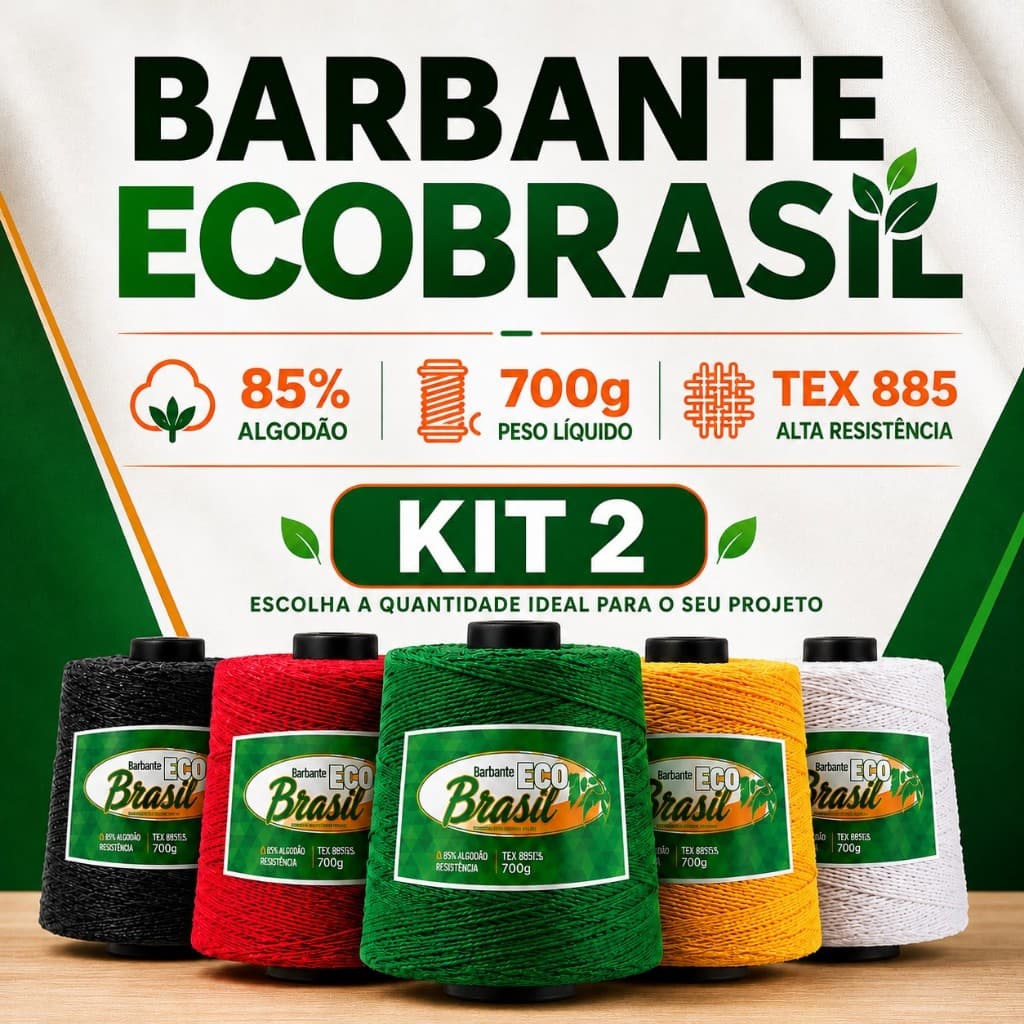 Kit 2 Barbante Eco Brasil 700g Fio 6 Crochê Tricô Macramê Amigurumi Tapetes Bolsas Artesanato