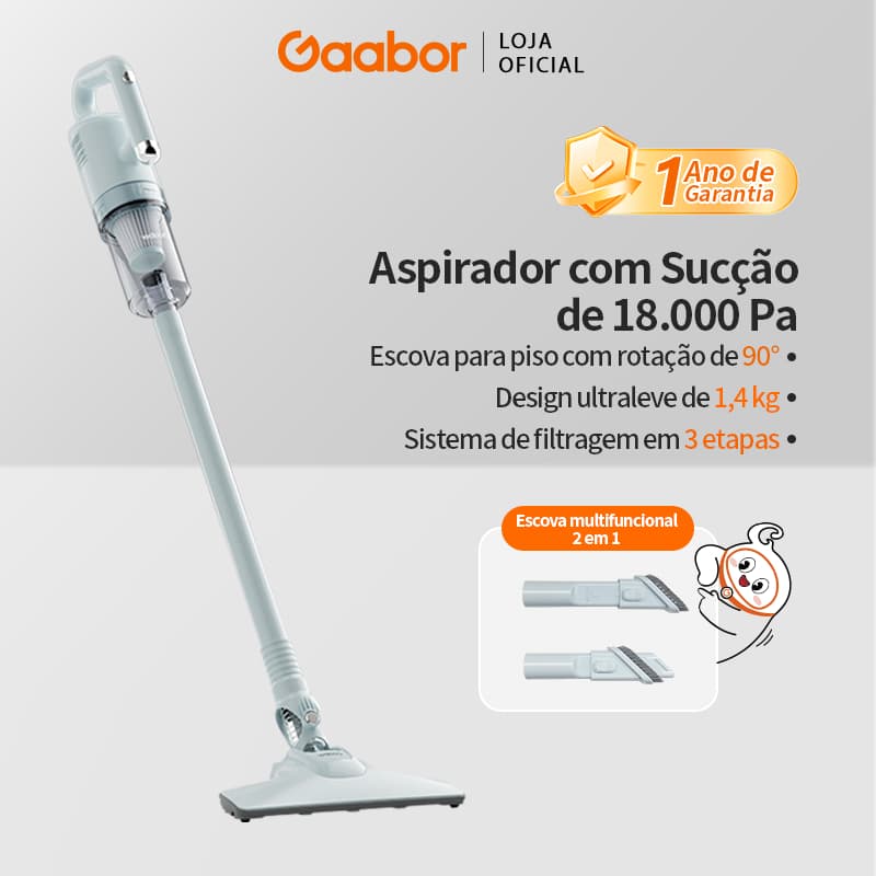 Gaabor Aspirador de Pó com Fio 2 em 1 18Kpa Rotação 32000rpm Leve e Fácil de Manobrar CW-18M02A