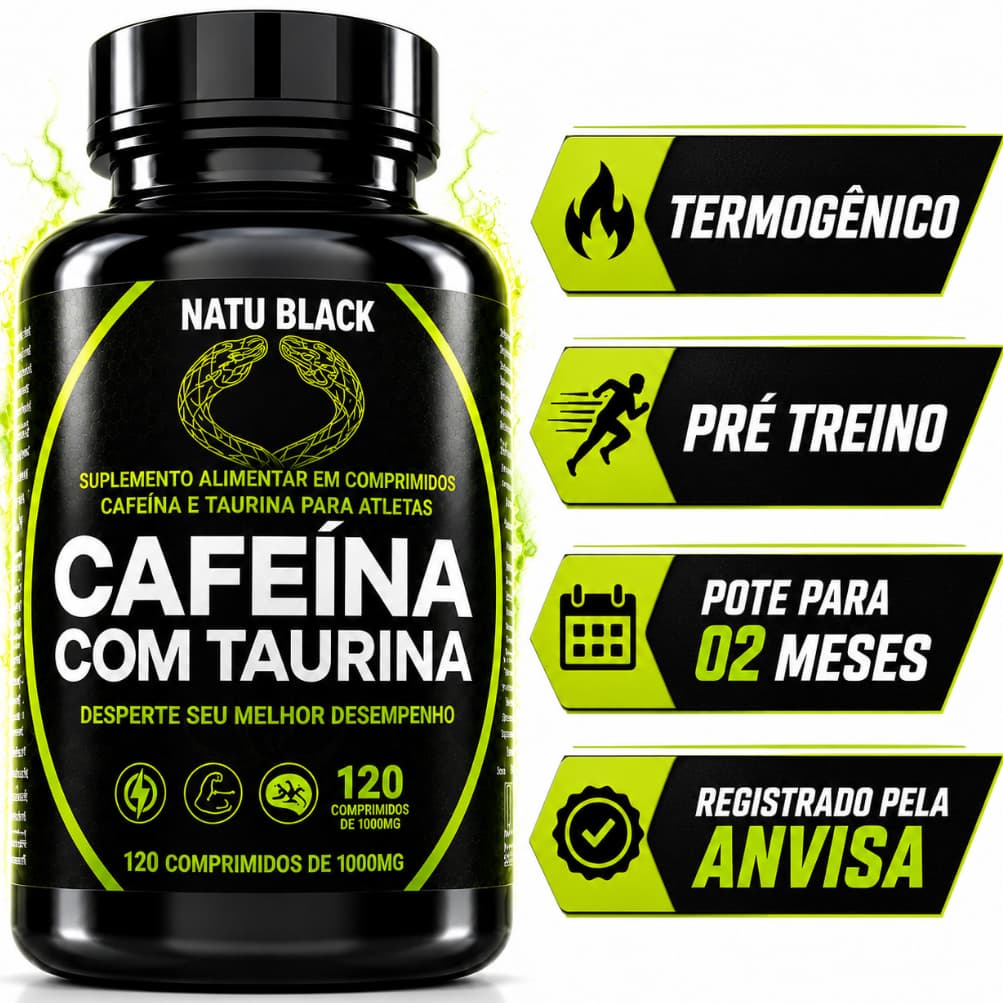 Cafeína com Taurina Original Termogênico Pré Treino 1000Mg