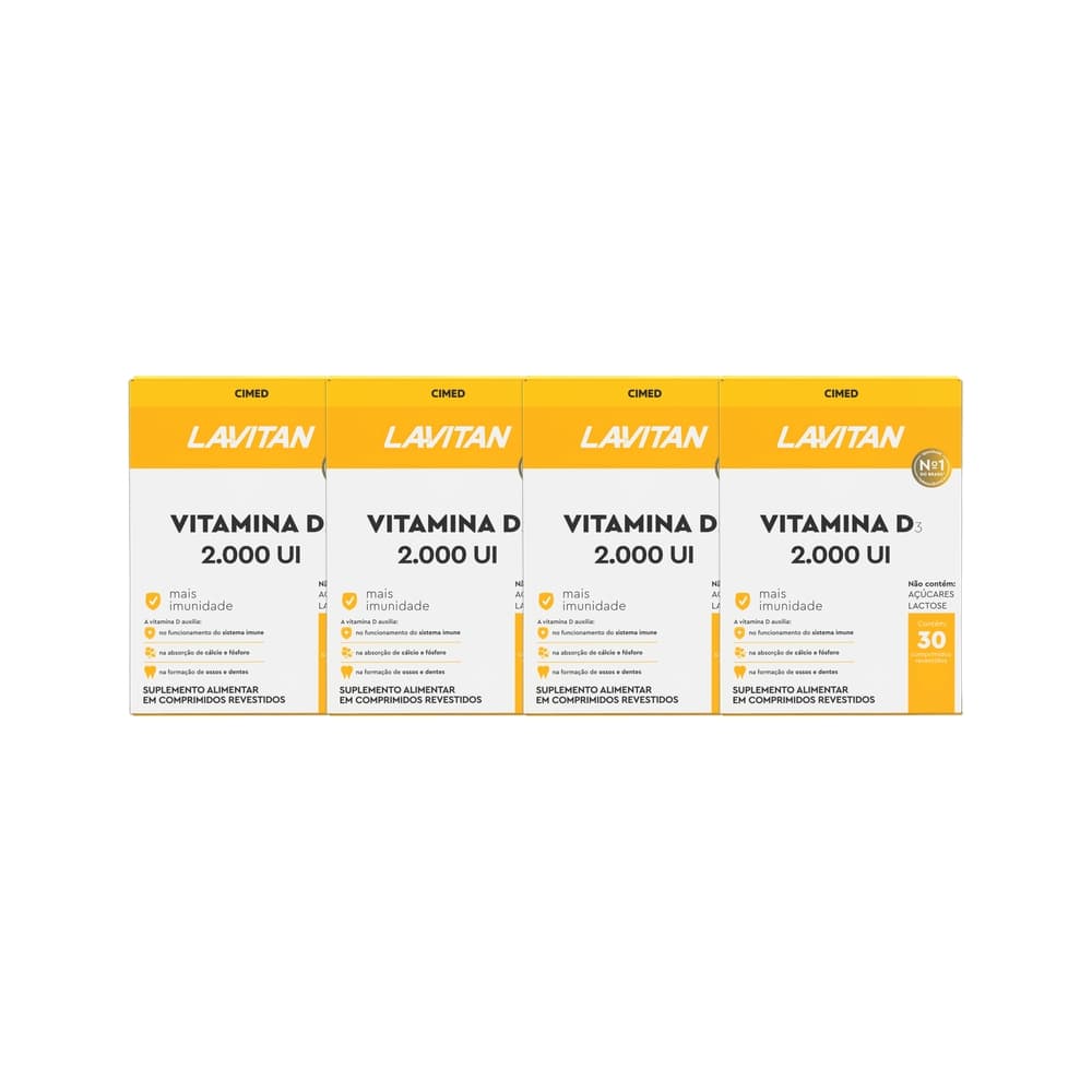 Kit 4x Vitamina Lavitan Vitamina D 2.000 Ui 30 Cpr - CIMED
