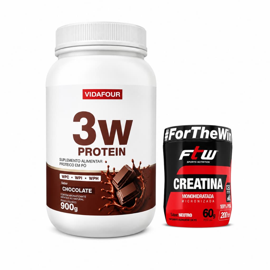 Top Whey 3w Vidafour 900g  Hidrolisado Isolado sabor chocolate + Creatina 100% Pura Monohidratada 60g