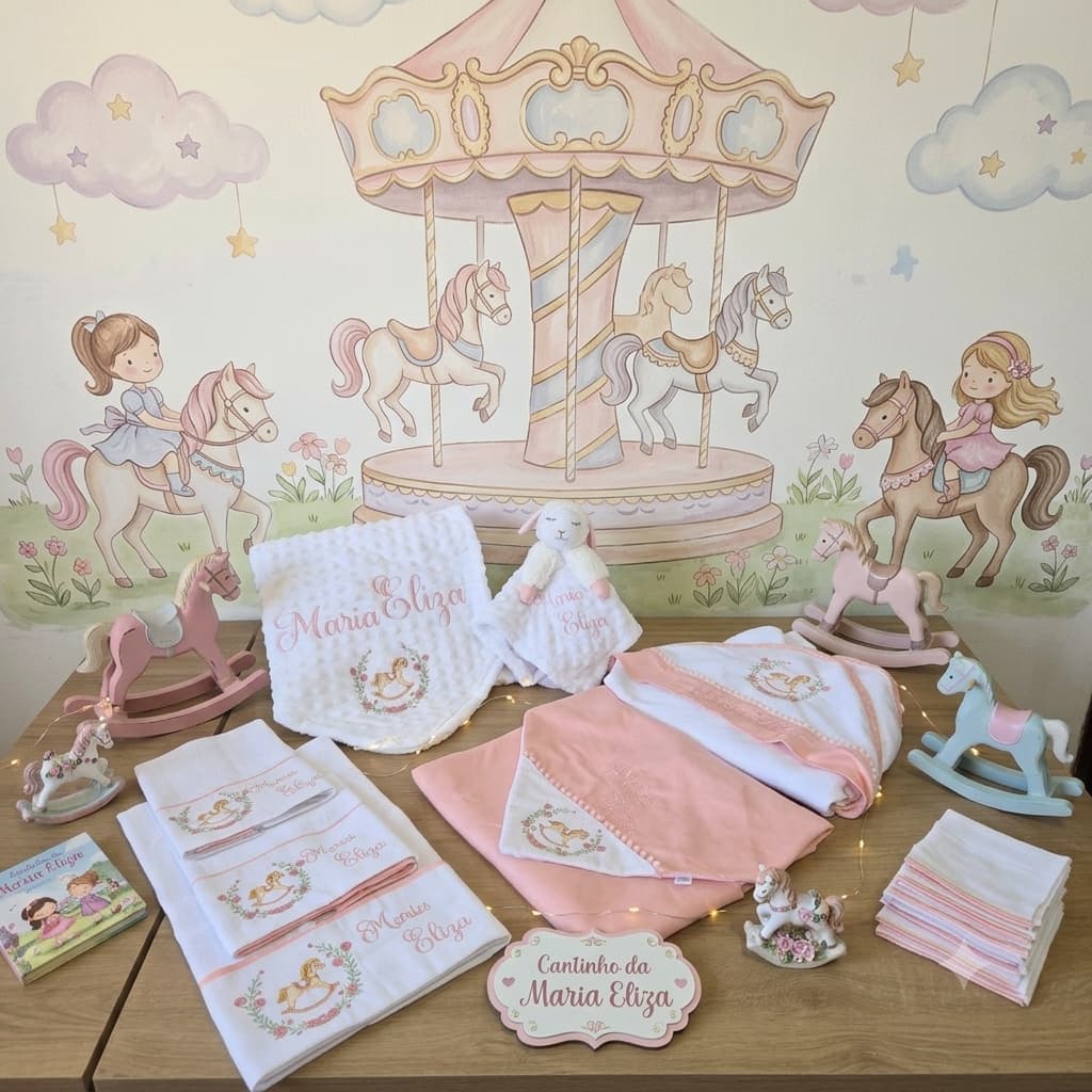 KIT Enxoval Bebê Personalizado com tema e nome do bebe 100% Algodão Qualidade Premium