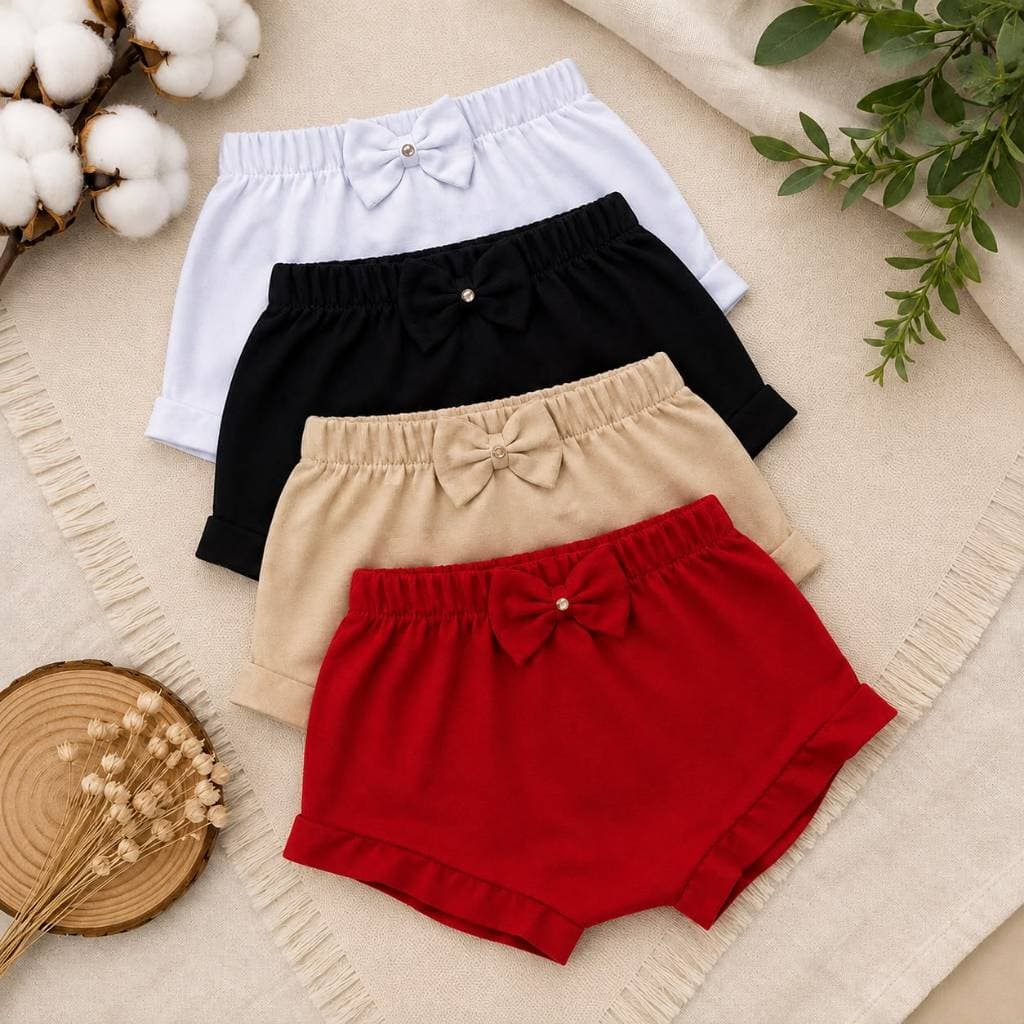 Kit 4 Tapa Fralda Infantil Short Bebê Calcinha Infantil Macio Delicado Dia a Dia Calor Praia Piscina Confortável