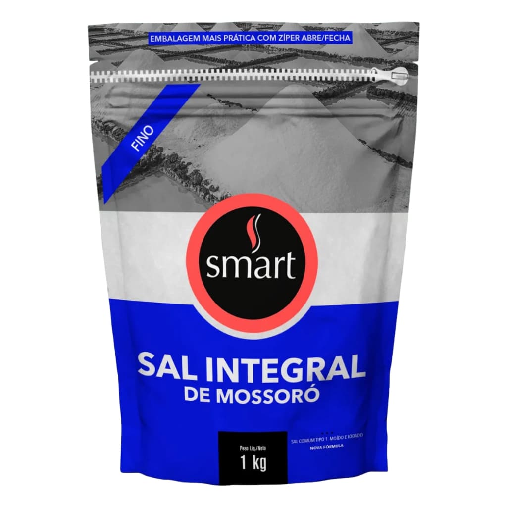Sal Integral Mossoró Fino Smart 1kg Sem Glúten