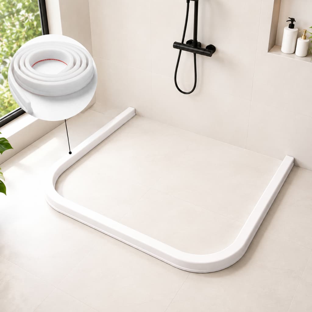 Fita Barreira de Água 1 ou 2 TPE Flexível Autoadesiva 150cm Vedação Box Cozinha Banheiro