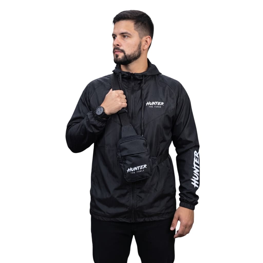 Kit Jaqueta Corta Vento Hunter Blusa Masculina Agasalho + Shoulder Bag