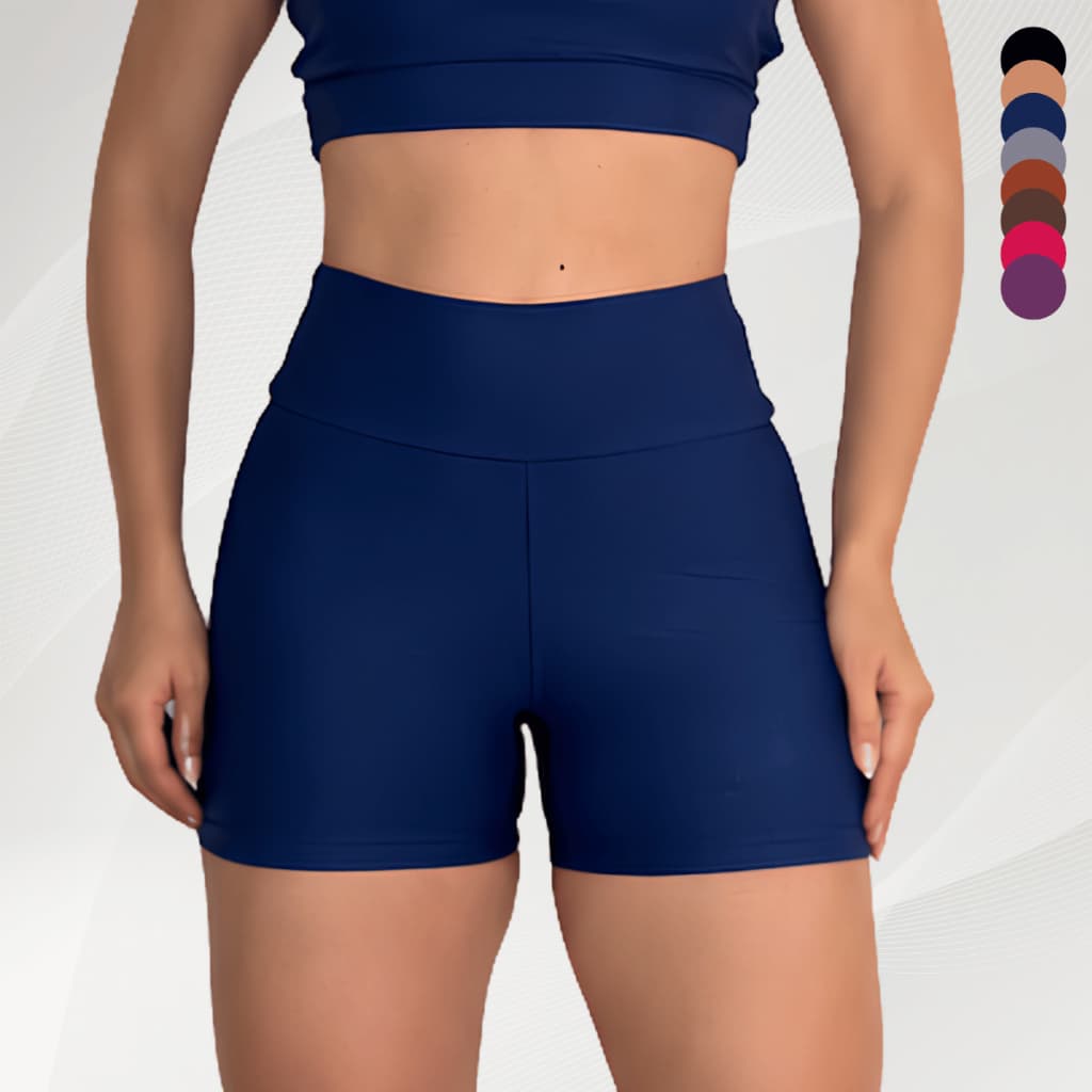 Short Fitness Feminino Avulso Cós Alto Zero Transparência Roupa Academia Treino
