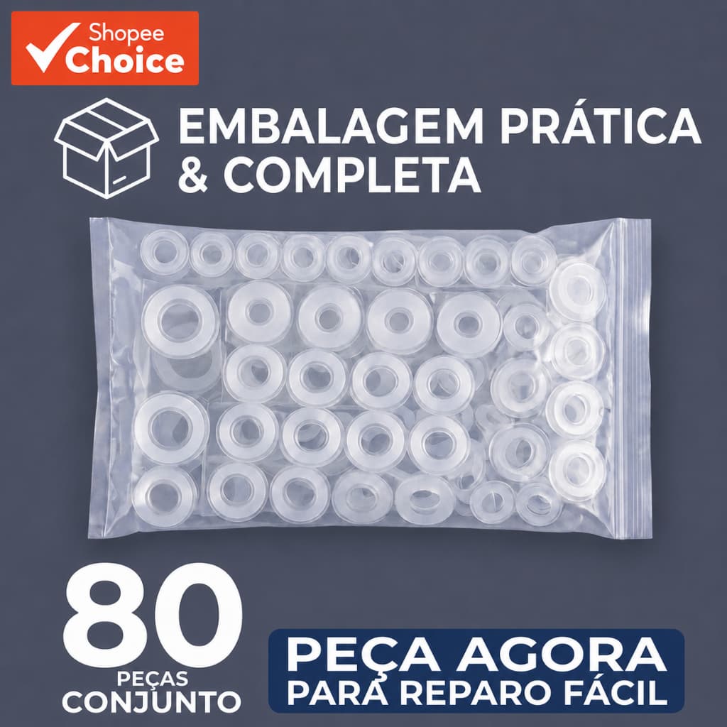 Anel de Vedação Silicone Resistente ao Calor e Frio para Reparo Hidráulico Doméstico Kit com 80 Peças Prático e Completo