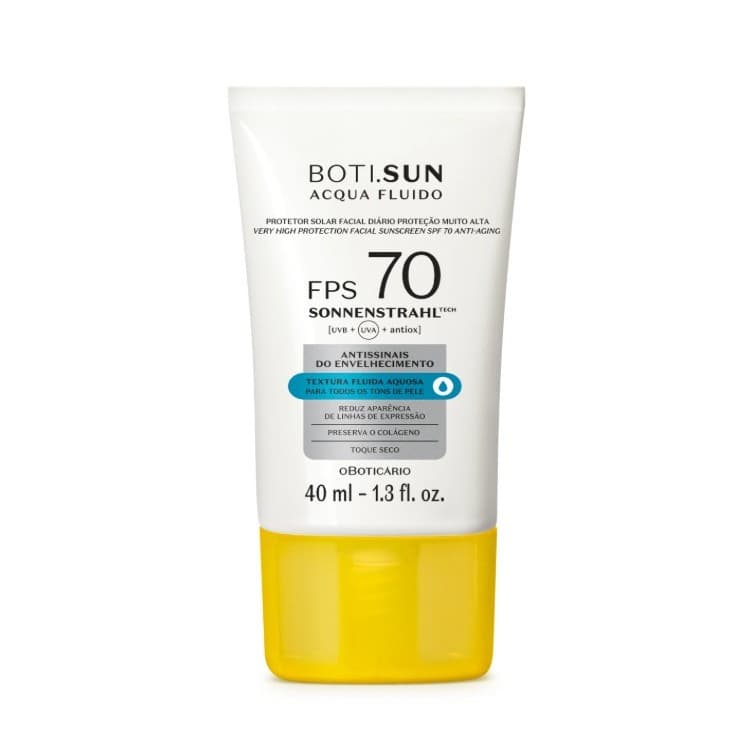 Protetor Solar Facial Antissinais Fps70 Boti.Sun Acqua Fluido 40Ml