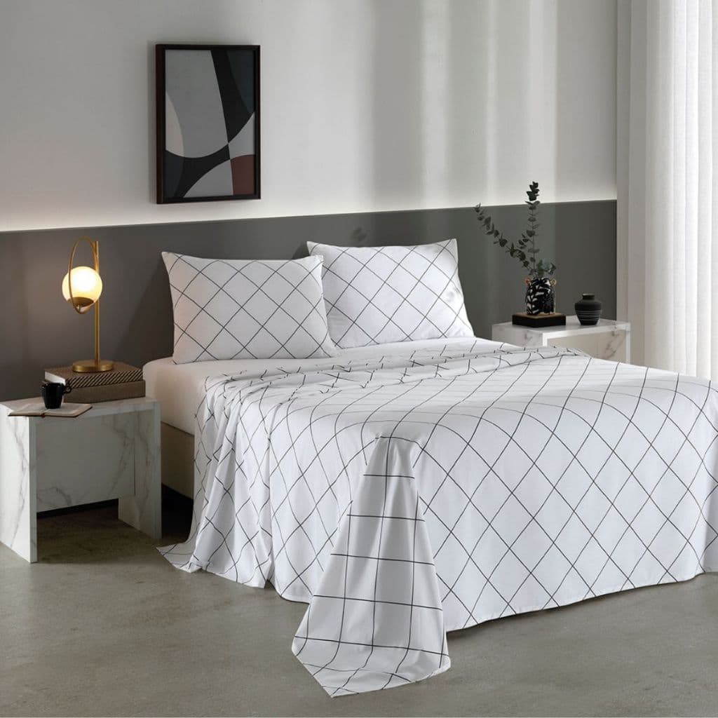 Jogo Jg de cama 4 peças Casal lençol elastico 2 fronhas 100% algodao Dohler 130 fios 138,00x188,00cm