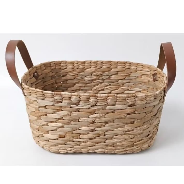 Pãozeira Oval Grande de Taboa 35x22x17cm Fruteira Cesta de Pão Cesto Organizador Banheiro Decoração