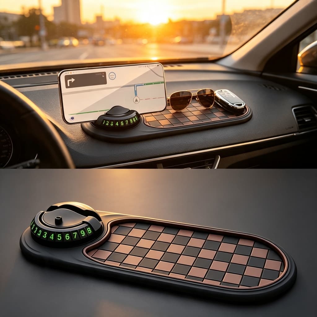 Kit Suporte Celular 360 Rotação Placa Tapete Antiderrapante Carro