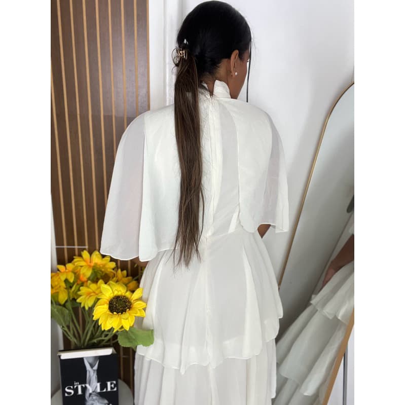 Vestido casameto civi| Vestido batizado, vestido formatura, vestido plissado TAM M|Envio imediato do Brasil