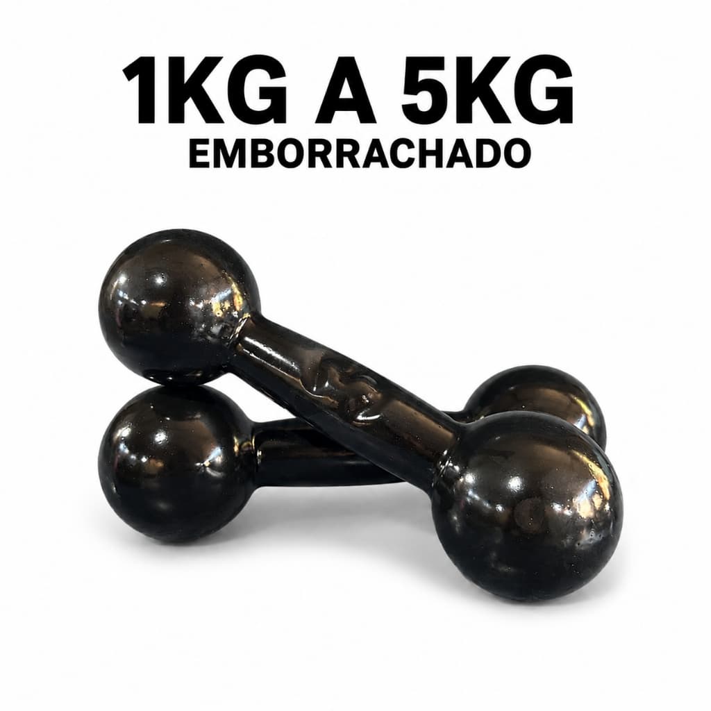 Peso Academia Halter Bola Emborrachado 1kg a 5kg Para Gym Treino Em Casa Calistenia Funcional Fisioterapia
