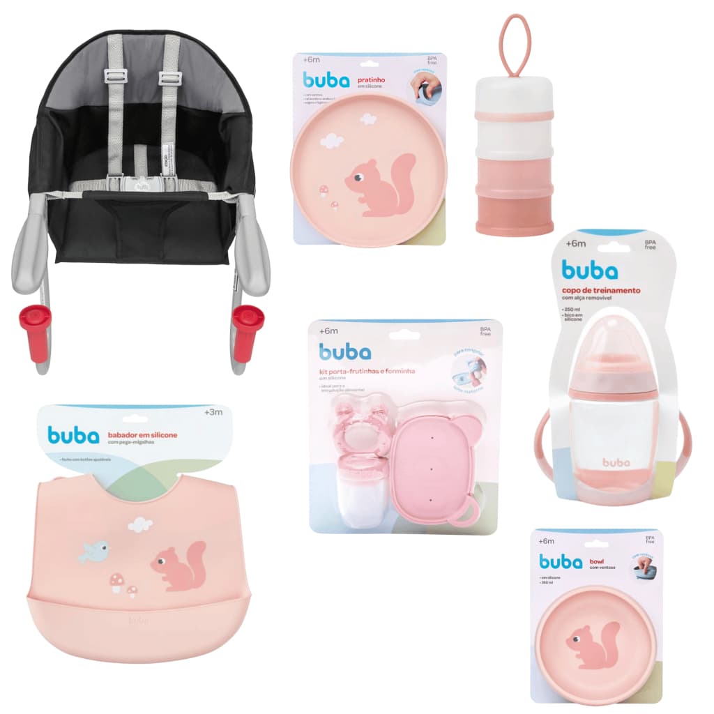 Cadeira Papinha Fit Tutti Baby Kit Alimentação Bebê Buba Copo Treinamento Porta Frutinhas