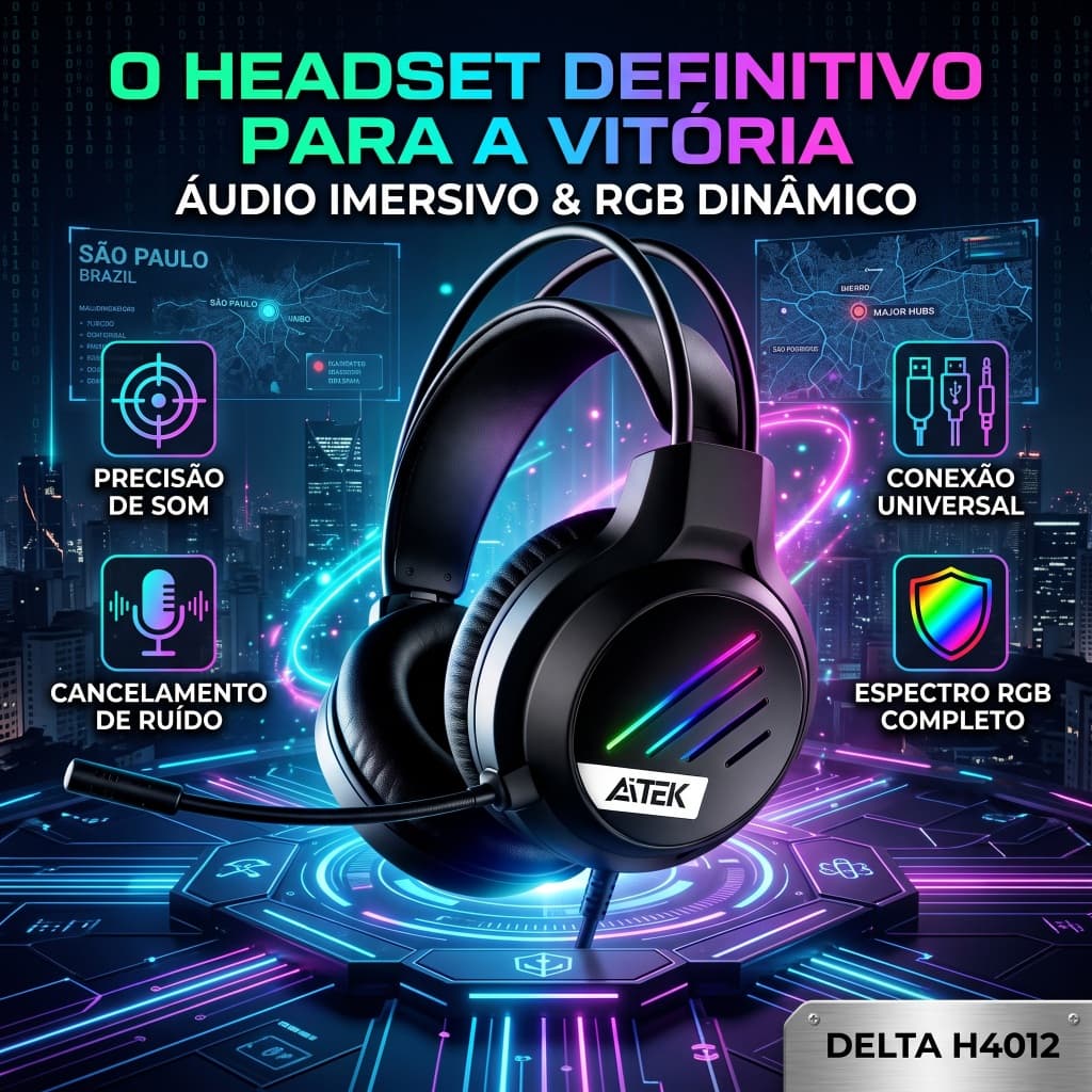 Headset Gamer RGB F5216 com Microfone USB + P2 Compatível PC PS4 PS5 Xbox Notebook
