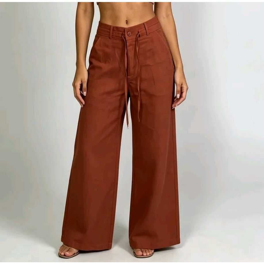 Calça  Pantalona SocialFeminino Sensorial Marrant Cintura Alta PerfeitaTendencia 2027 Com  Ziper E Botão