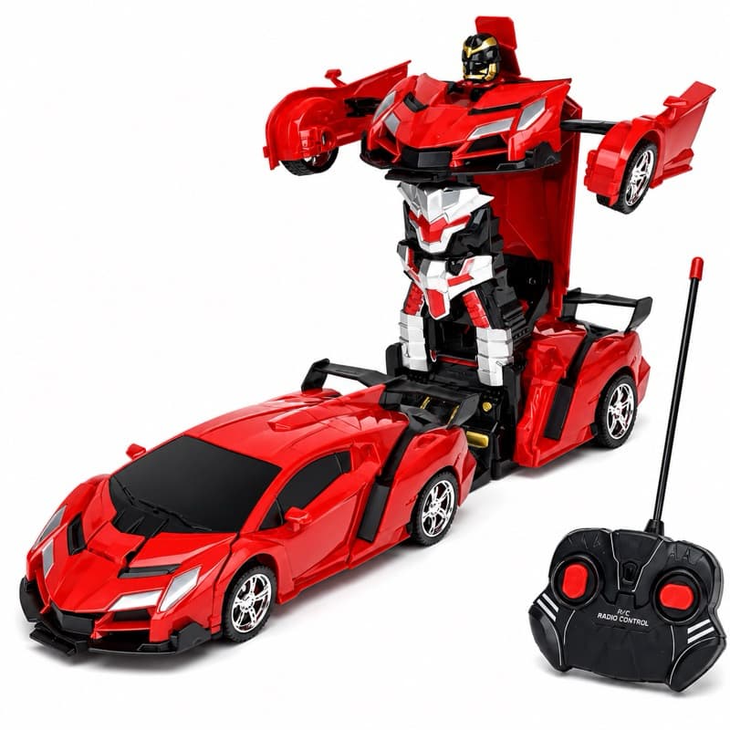 Carrinho de Controle Remoto que Vira Robô 2 em 1 Brinquedo Infantil Transformável