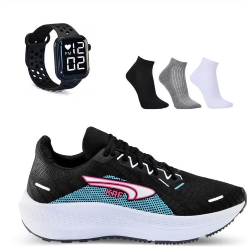 Tênis Feminino Esportivo Confortável e Leve para Academia, Corrida e Caminhada | Tênis Casual Moderno + Relógio Digital