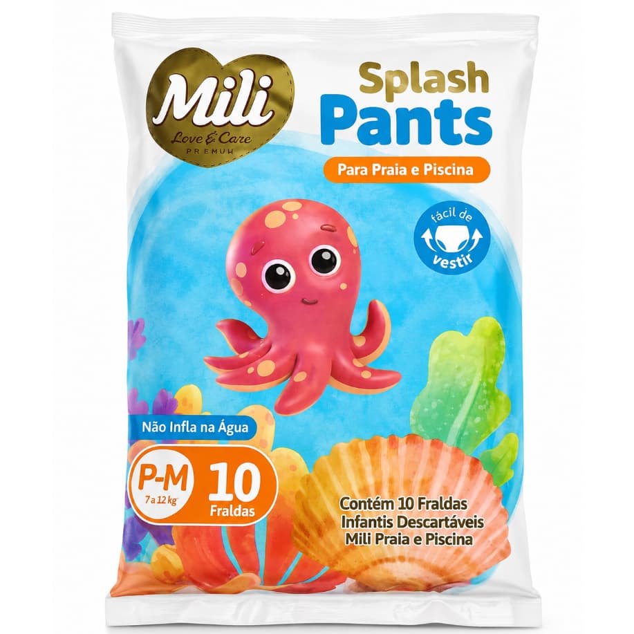 Fralda Para Nadar Mili Splash Pants Praia e Piscina P-M 10 Fraldas