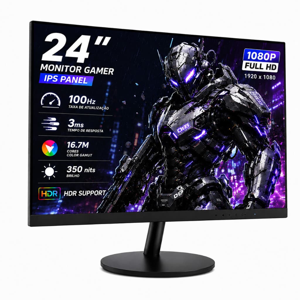 Monitor Curvo Gamer 24" IPS 100Hz 3msFull HD FreeSync HDMI DP para PCe Consoles