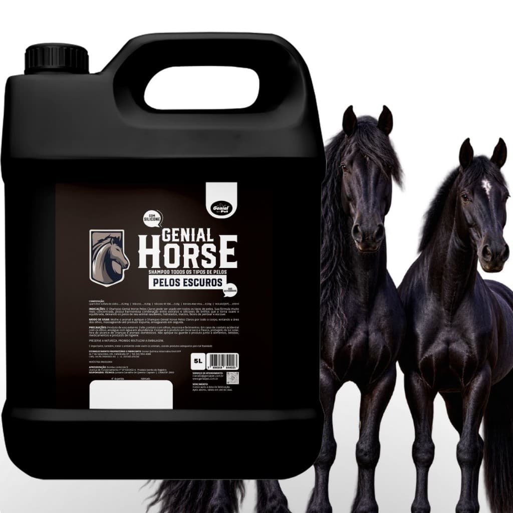 Shampoo Escurecedor Clareador Condicionador Para Cavalos Mulas Éguas e Potro Raças 5 Litros