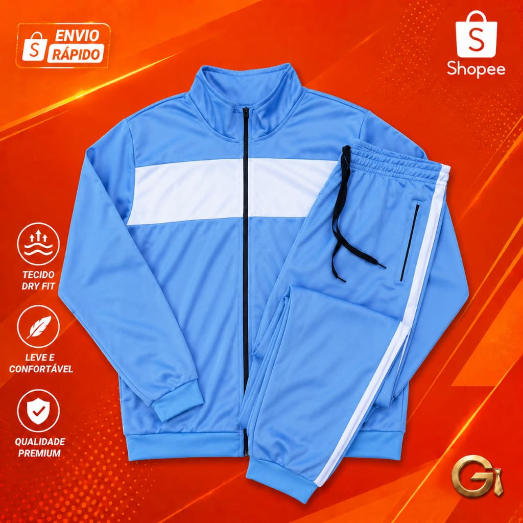 Conjunto Esportivo Masculino Unissex Dry Fit Flanelado Calça + Jaqueta com Zíper Slim Academia Inverno