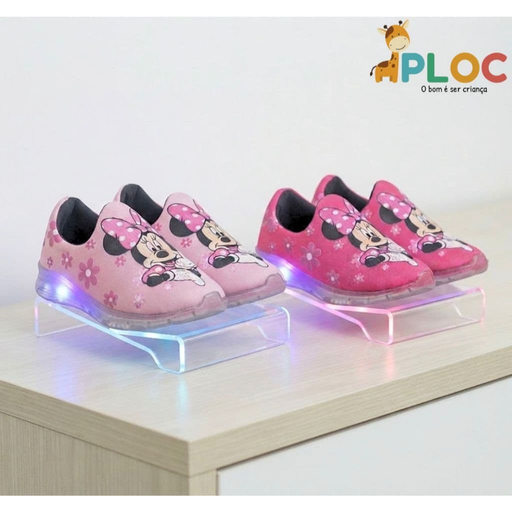 Tênis Led Infantil LED DTF03 - MINNIE Menina Calce Fácil Confortável Anatômico PLOC