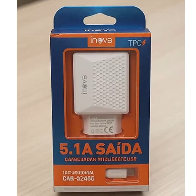 Carregador Turbo Rápido INOVA ORIGINAL Celular Smartphone 5.1A Tipo C 3 USB de alta ponte