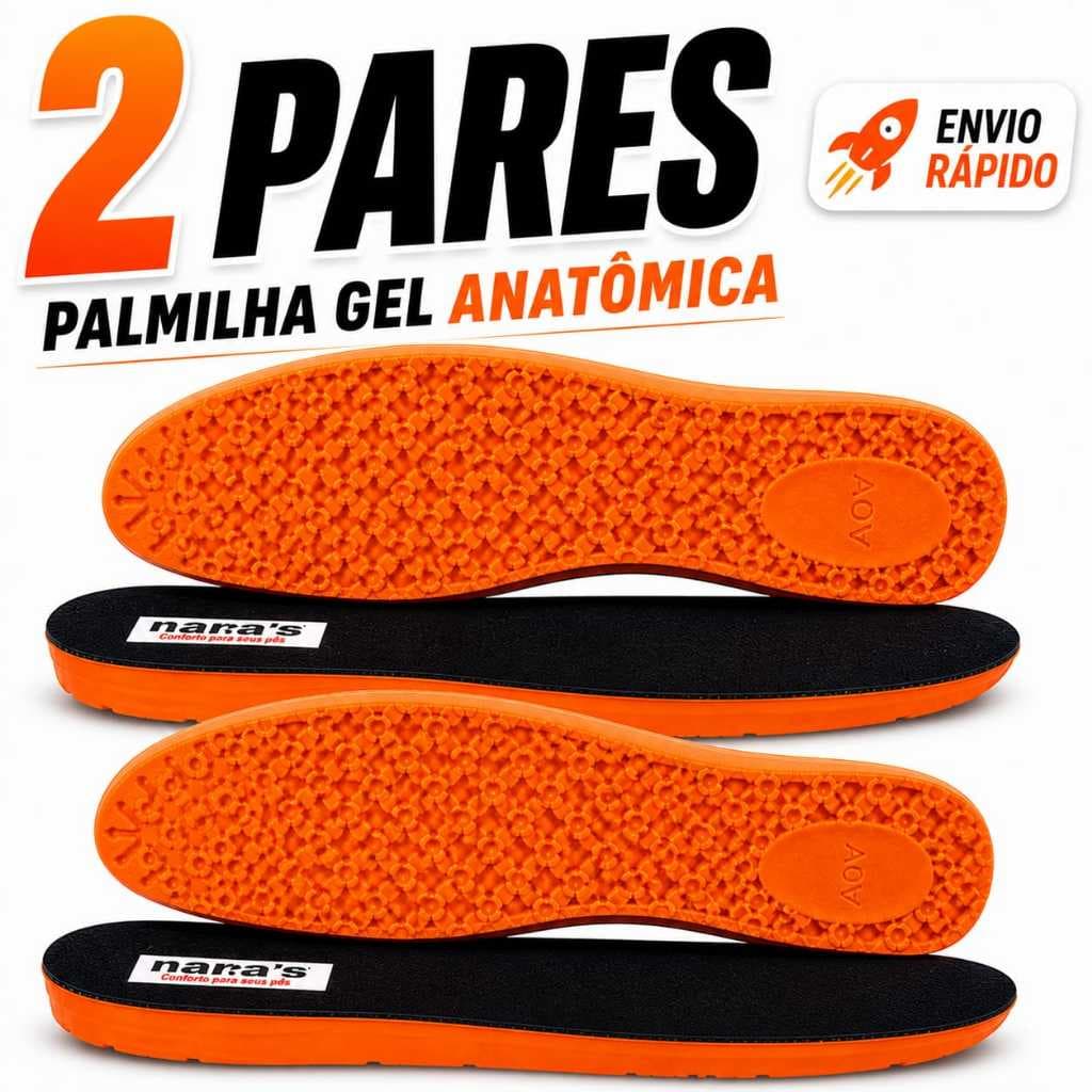 Palmilha Gel Anatômica ortopédica Anti Impacto Nara’s Confortável Unissex Todos tipos de calçados