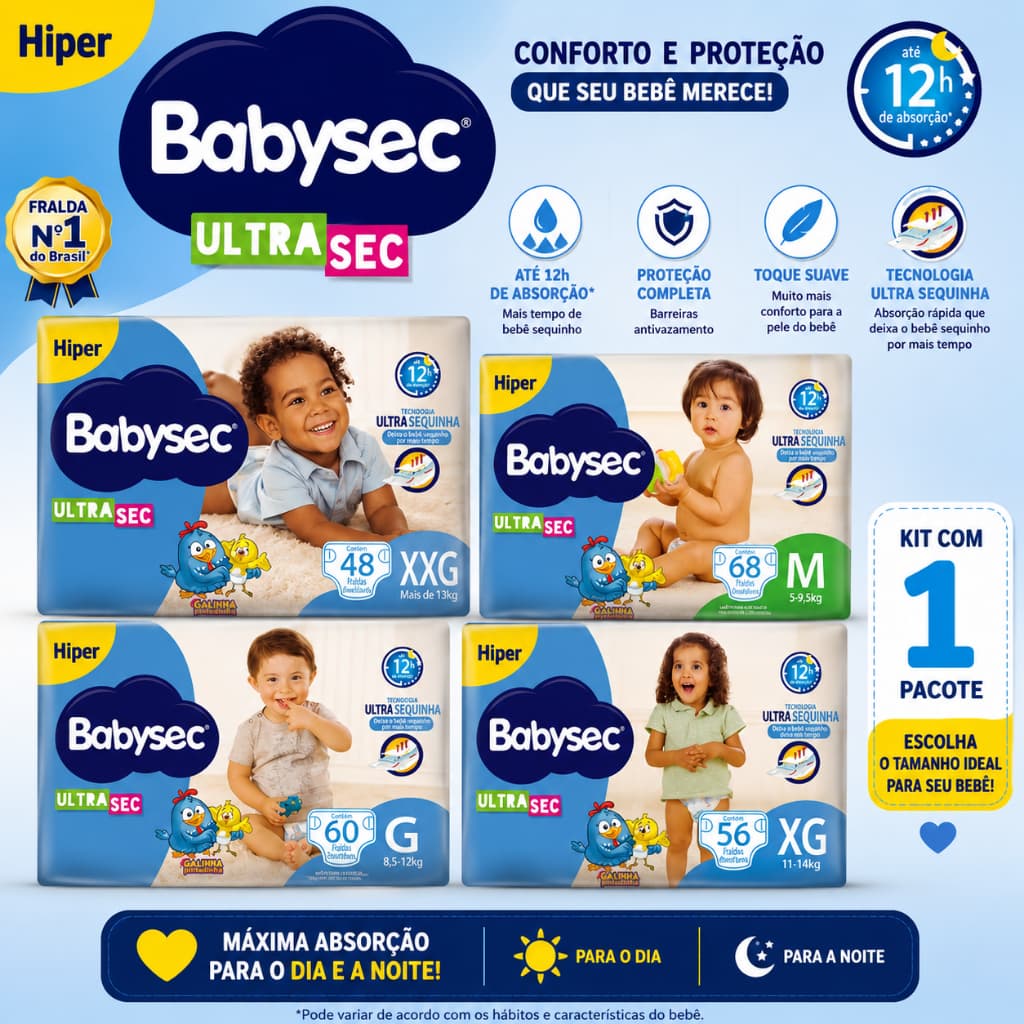Fralda Babysec Galinha Pintadinha Hiper Todos os Tamanhos