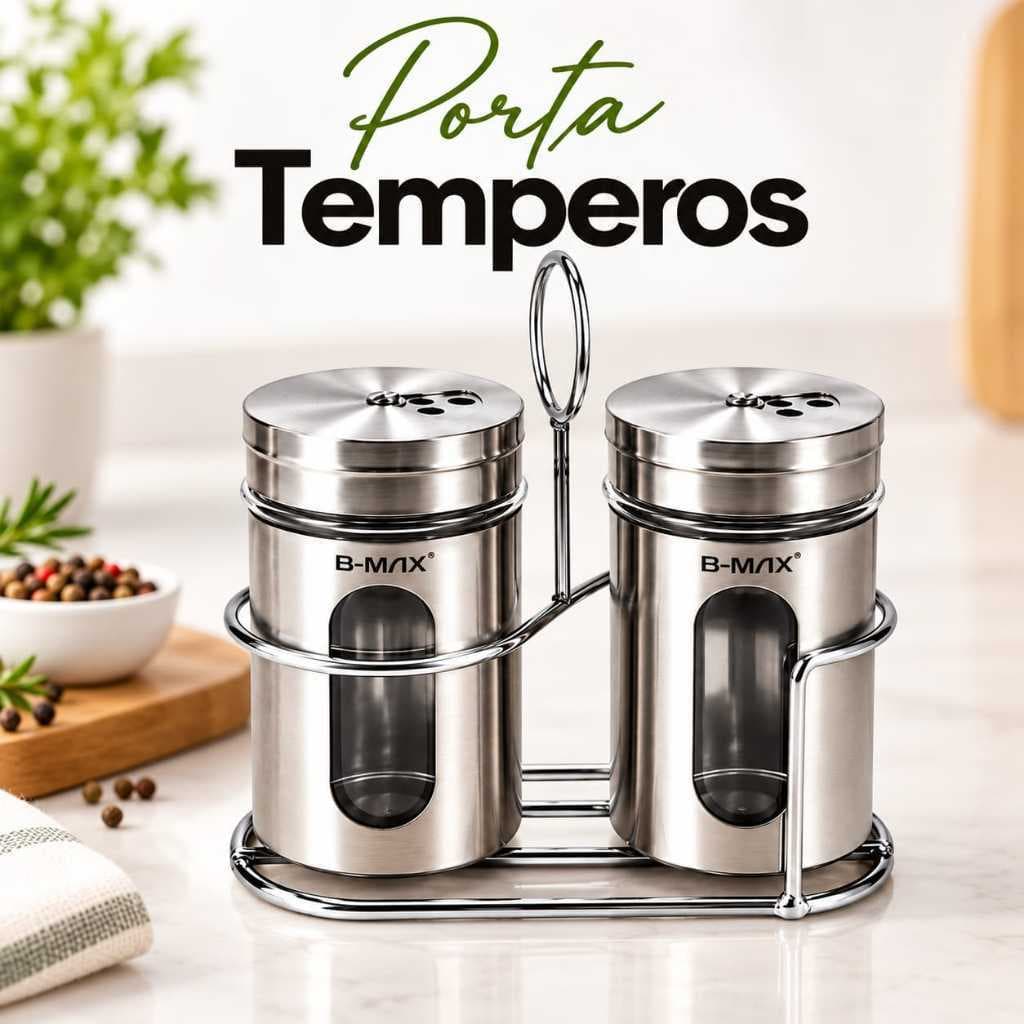 Porta Temperos 2 Peças com Suporte Organizador para Cozinha Bancada Tempero Condimentos Fácil Acesso e Organização